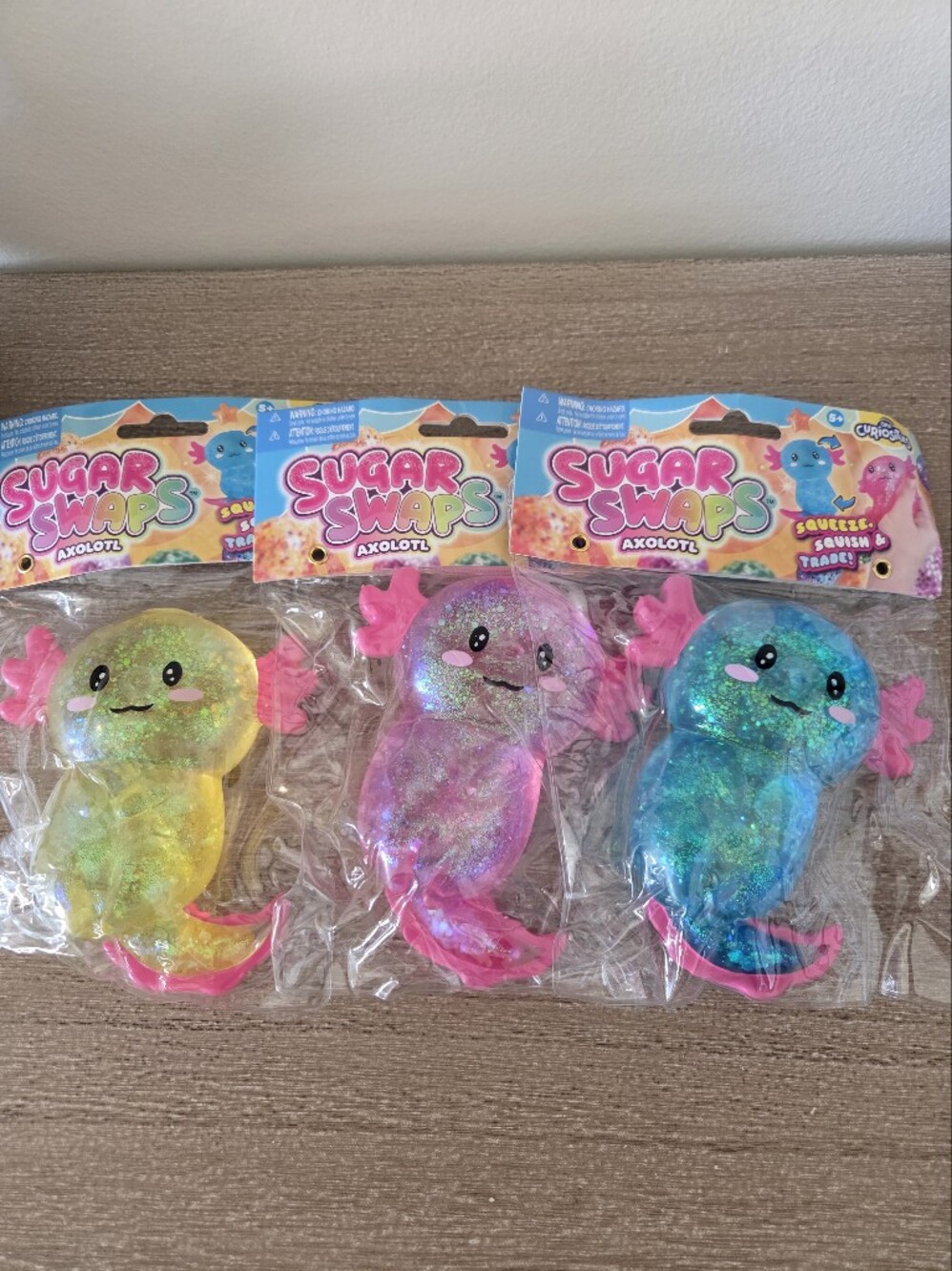 Sugar Swaps Axolotl Glitter Squishy Bundle 3pcs-by Orb Curiosities